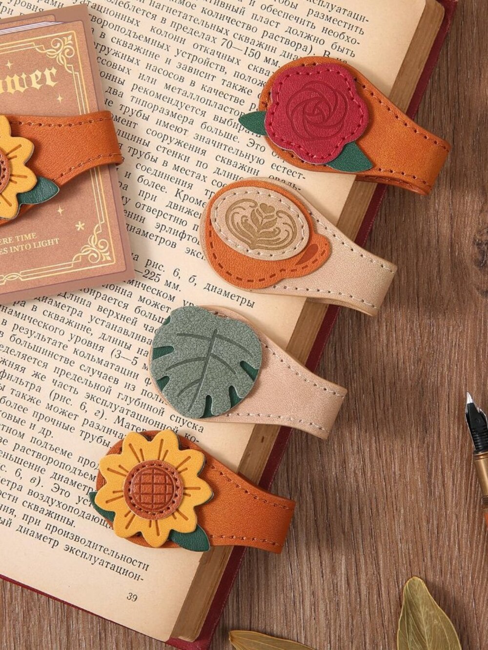 4PCS Vintage Magnetic Leather Bookmark, Leather Magnetic Bookmarks for Women, Ma
